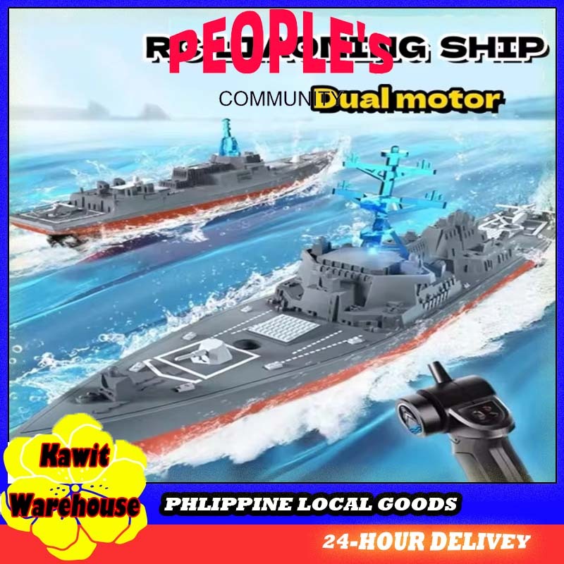 Remote control warship toy remote control channeling speedboat 2.4G ...