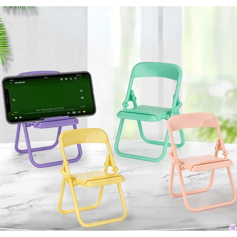 Mini Chair Shape Mobile Phone Stand Portable Adjustable Folding Stool ...