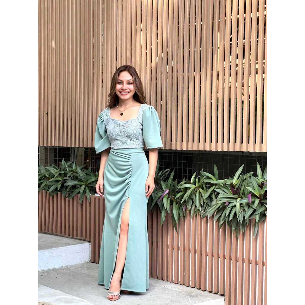 frock bridesmaid dresses Off-Shoulder Sheath Pleated Satin Sky Blue Long Bridesmaid Dress, Sky Blue / 2