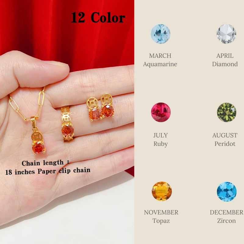 【YH】Fashion 3 in 1 Birthstone Set Accessories For Women. | Shopee ...