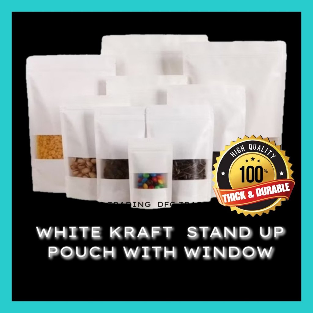 50 pcs Matte White Kraft Stand Up Pouch with Zip Lock Ziplock Packaging ...