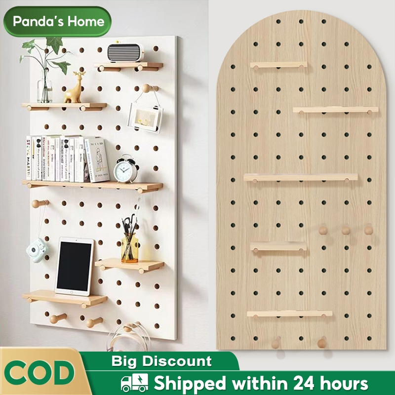 Solid Wood Pegboard Display Storage Rack Wall-Mounted Pegboard Wood ...