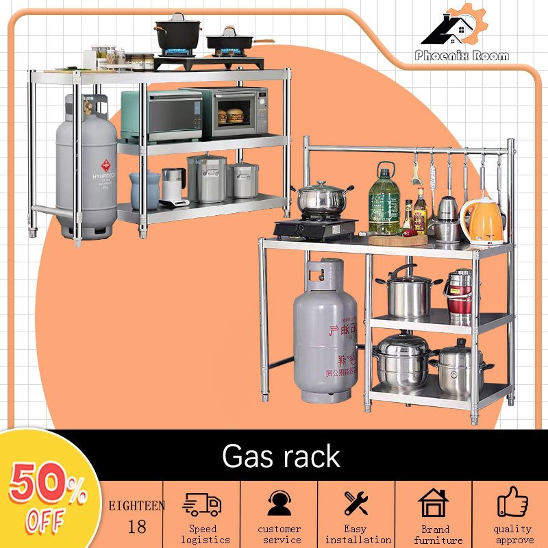 （COD）Phoenix Home storage rack/gas stove/metalgas rackkitchen rack save ...