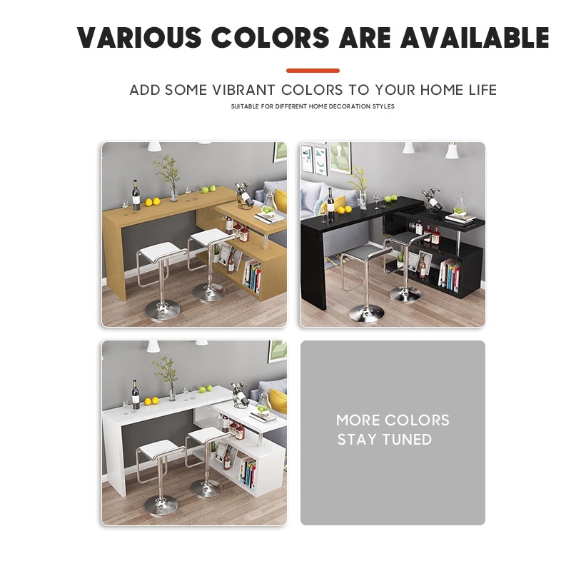 Natural furniture Computer desk Rotating bar table with bookshelf ...