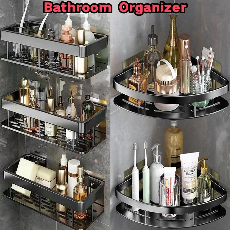 Bathroom organizer rack Punch-Free Bathroom Corner Shelf Corner Rack ...