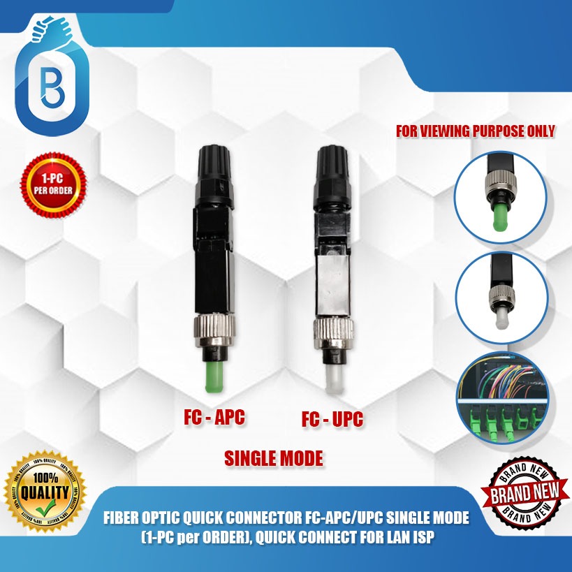 FIBER OPTIC QUICK CONNECTOR FC-APC/UPC SINGLE MODE (1-PC per ORDER ...