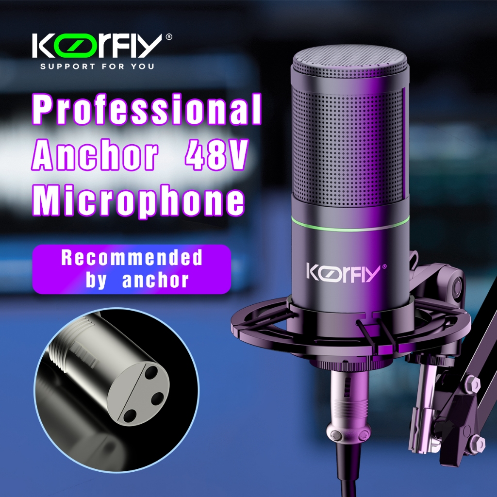 KOORFLY ZX320 XLR 48V Microphone Podcast Cardioid Studio Dynamic Mic