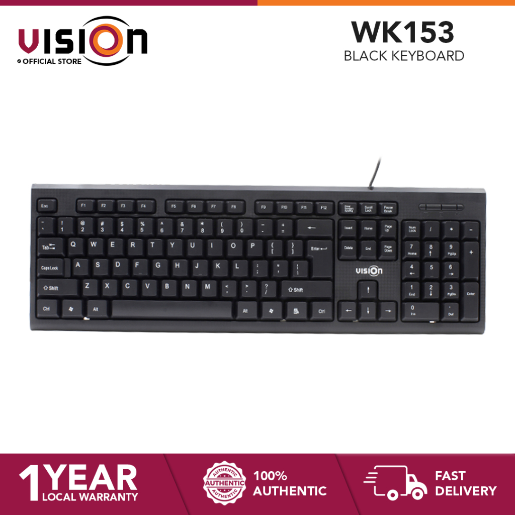 FUNHOUSE | VISION WK153 USB wired keyboard office style for PC laptop ...