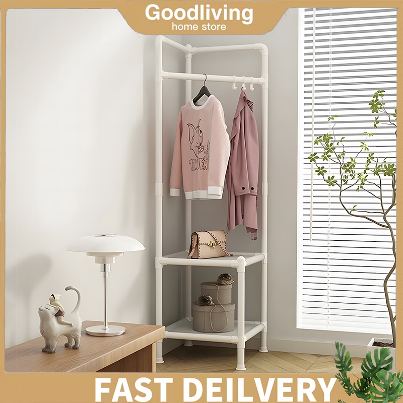 ⚽COD⚽ 2-3 Tier Coat Rack Floor Standing Rack Storage Corner Clothes ...