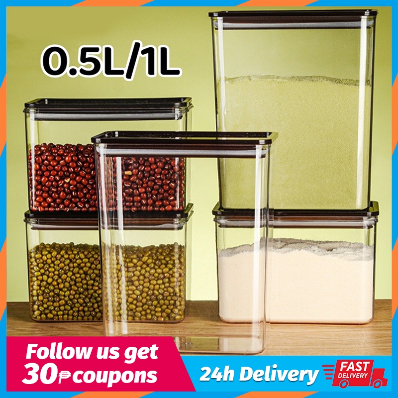 0.5L/1L Acrylic Airtight Food Storage Powder Fruit Box Container For ...