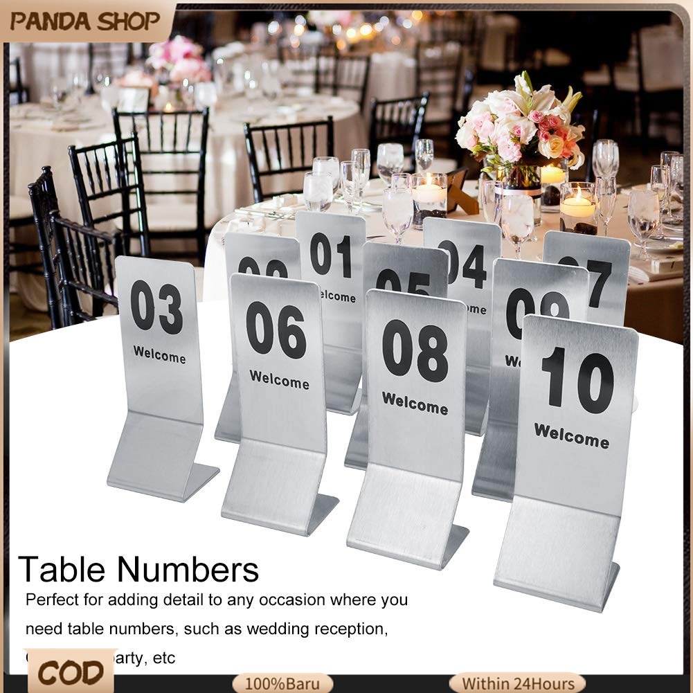10pcs Double-Side Table Numbers 01-10 Stainless Steel Table Sign Number ...
