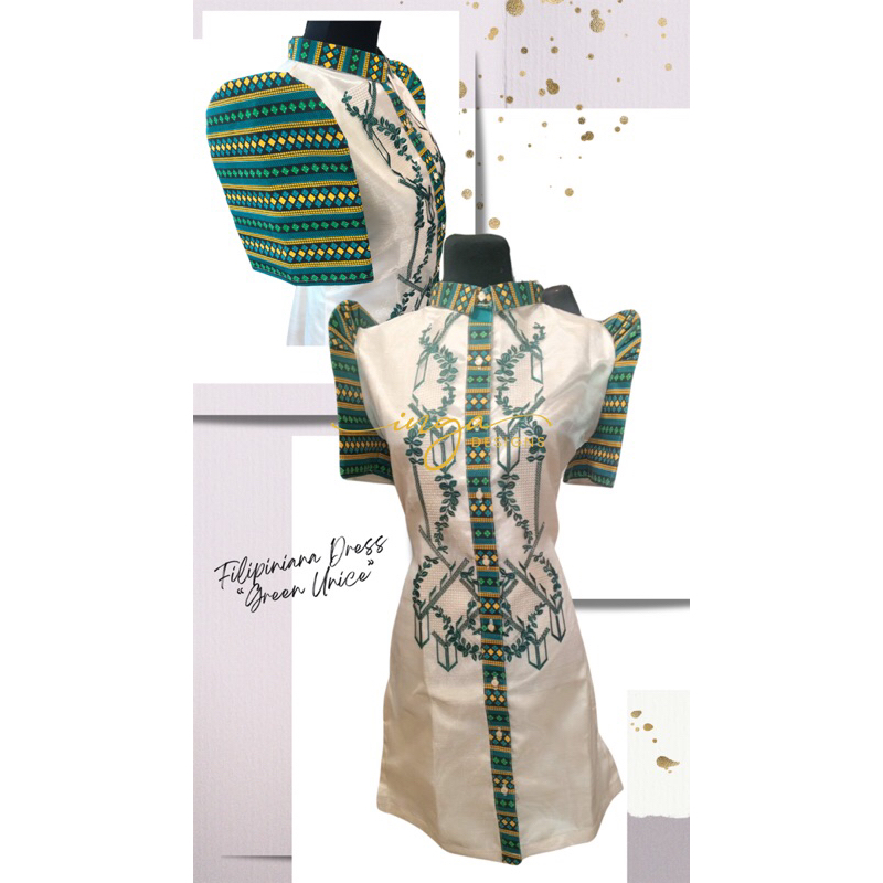 Women's Green Filipiniana Dress - Organza Fabric - Sports Collar | EUNICE -  INGA DESIGNS | Shopee Philippines