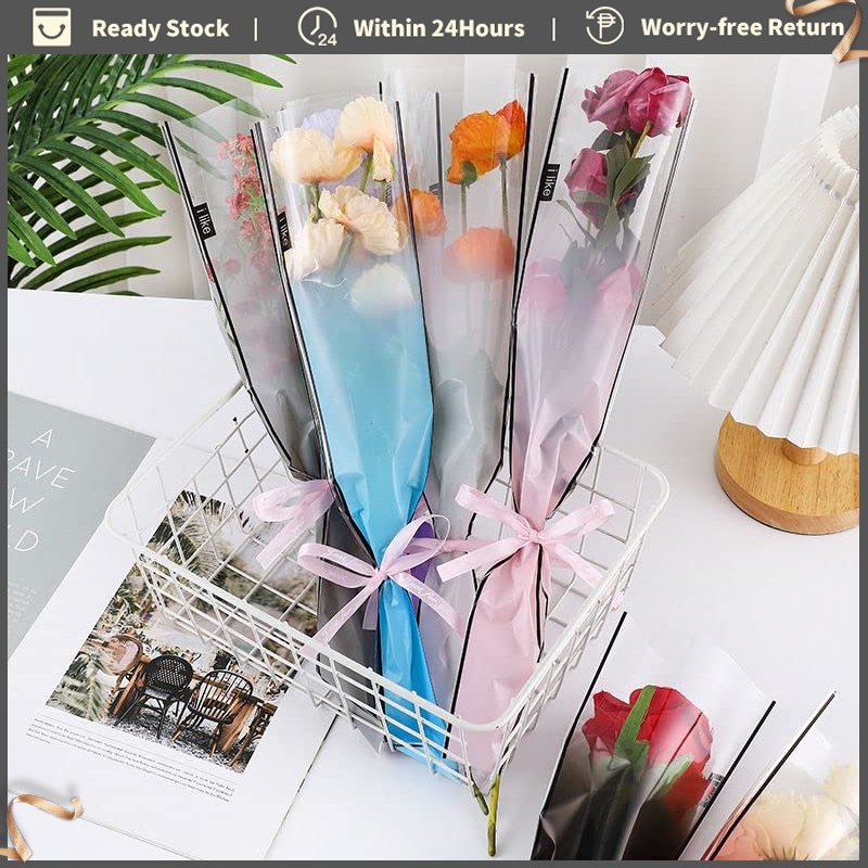 50PCS Flower Packaging Gradient Bag Waterproof Single Rose Packaging ...