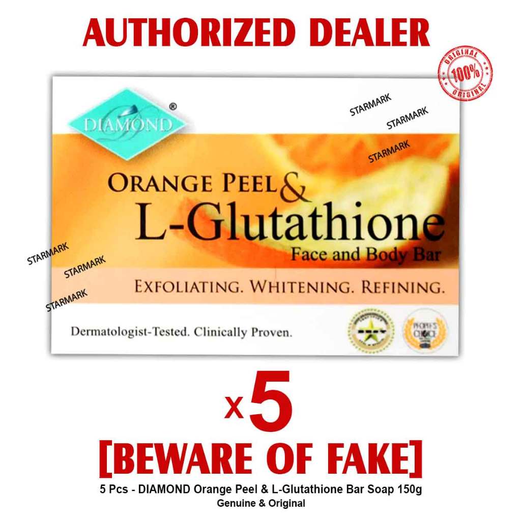 DIAMOND Orange Peel and L-Glutathione Soap Face and Body Bar Soaps 150g  Bars Authentic - 5 Pcs