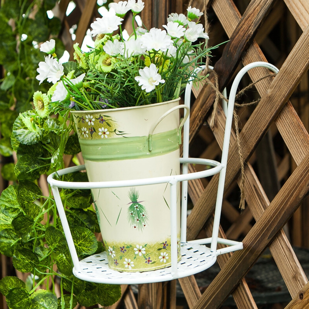Balcony hanging plant rack fence circular flower pot rack railing fence ...