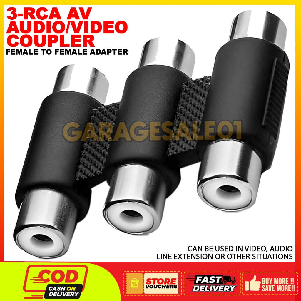 GARAGESALE01 3-RCA AV Audio/Video Coupler Female to Female Adapter ...