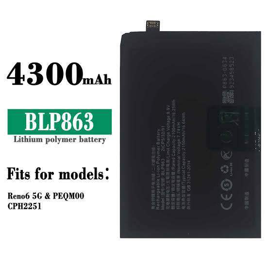 Battery for Oppo Reno 6 5G BLP-863 Battery for Replacement | Shopee ...