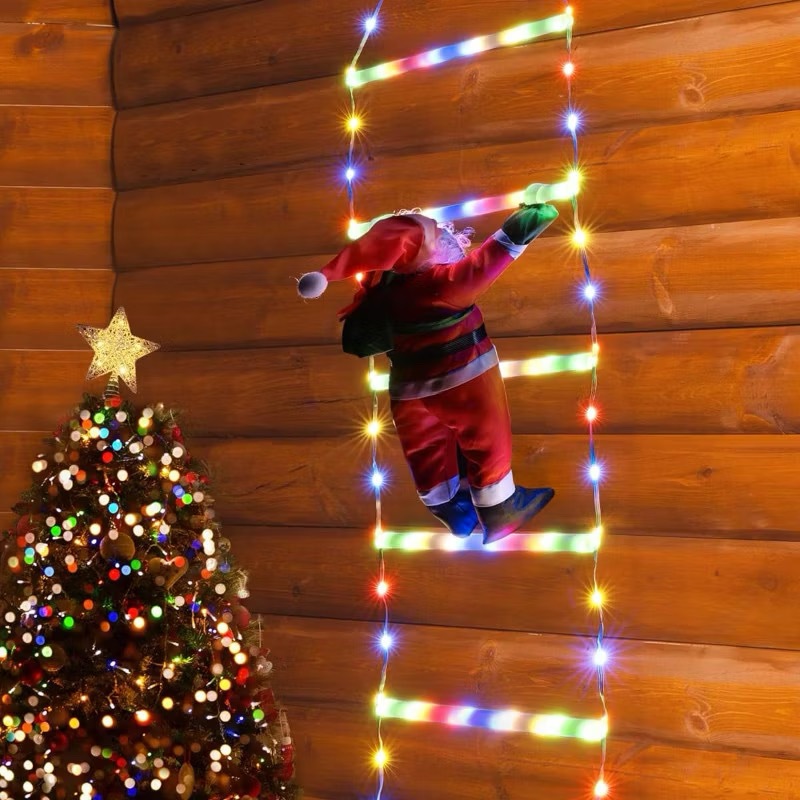 1.5Meters Solar 5Layer Santa Ladder With Doll LED Light Window Wall ...
