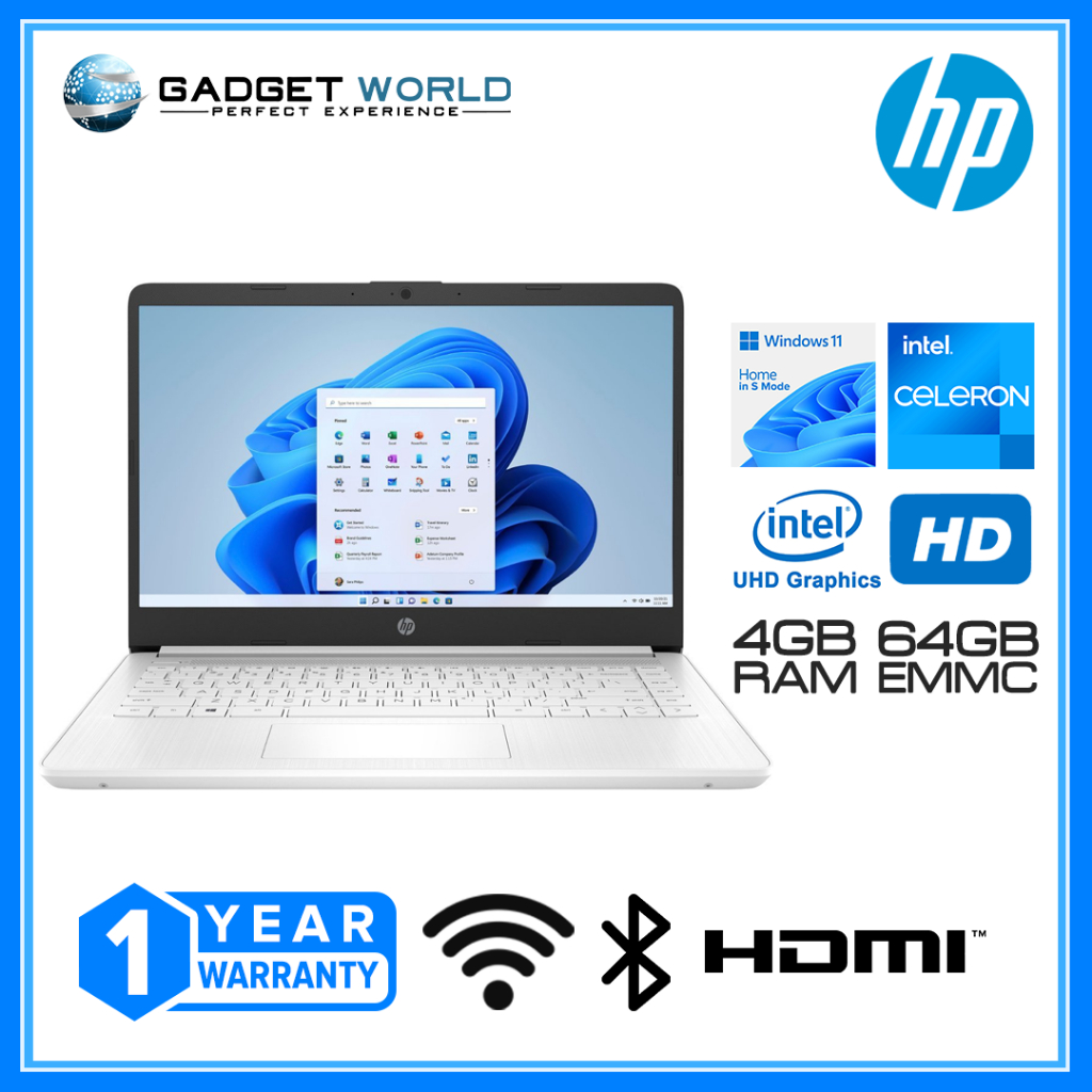 Hp 14 Dq0052dx 14 Hd Laptop Intel Celeron 4gb Ram 64gb Emmc Storage Snowflakes Shopee Philippines 2767