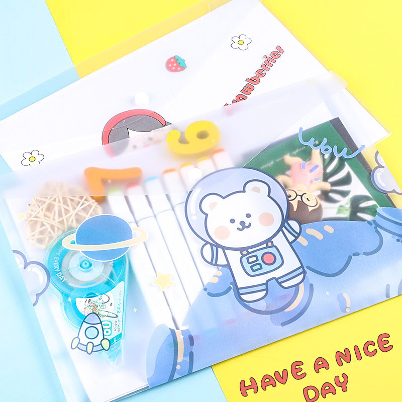 A4 Thickened Document Bag Large Capacity Snap Bag Cartoon Waterproof ...