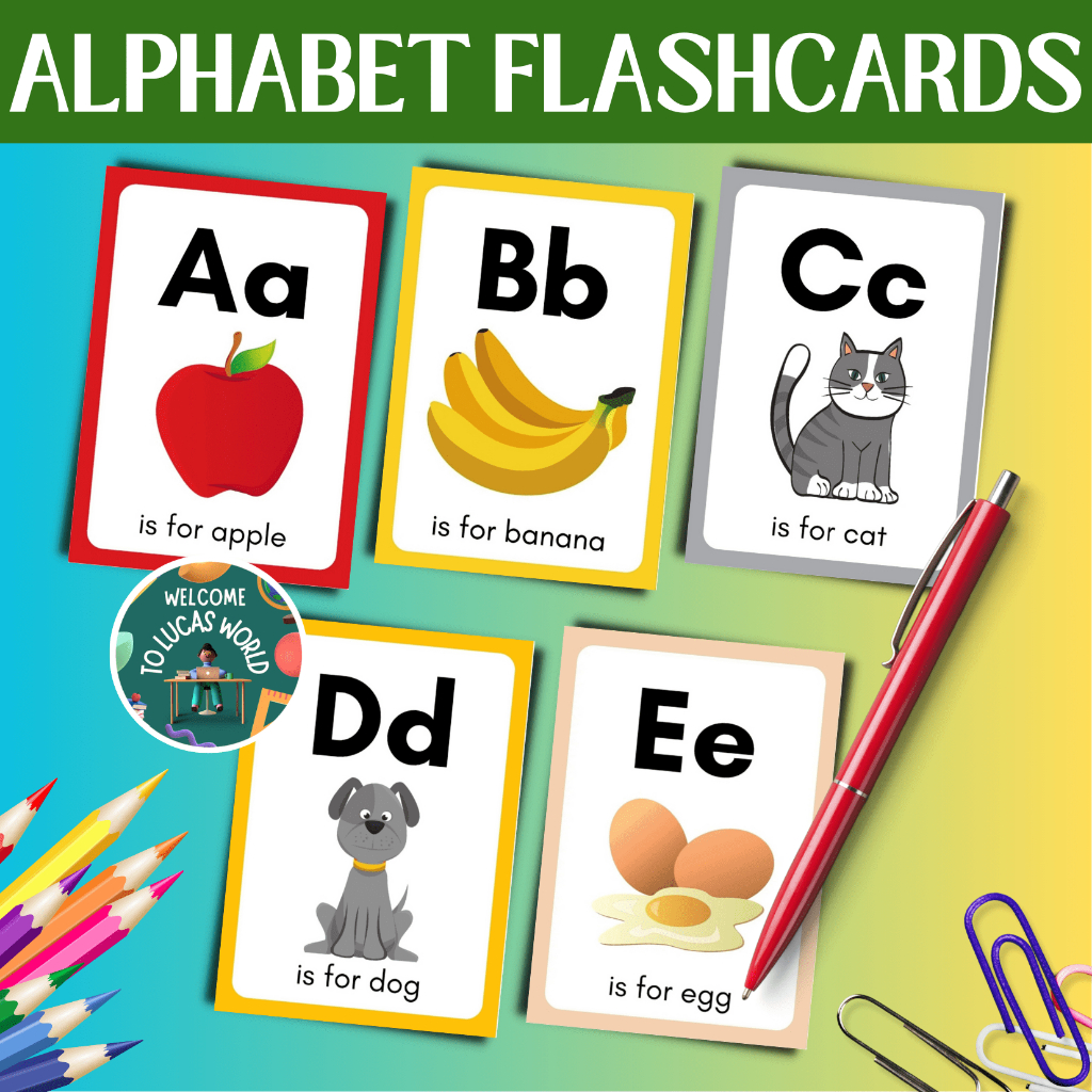 Laminated English Alphabet Flash Cards A-z, Flashcards For Kids 