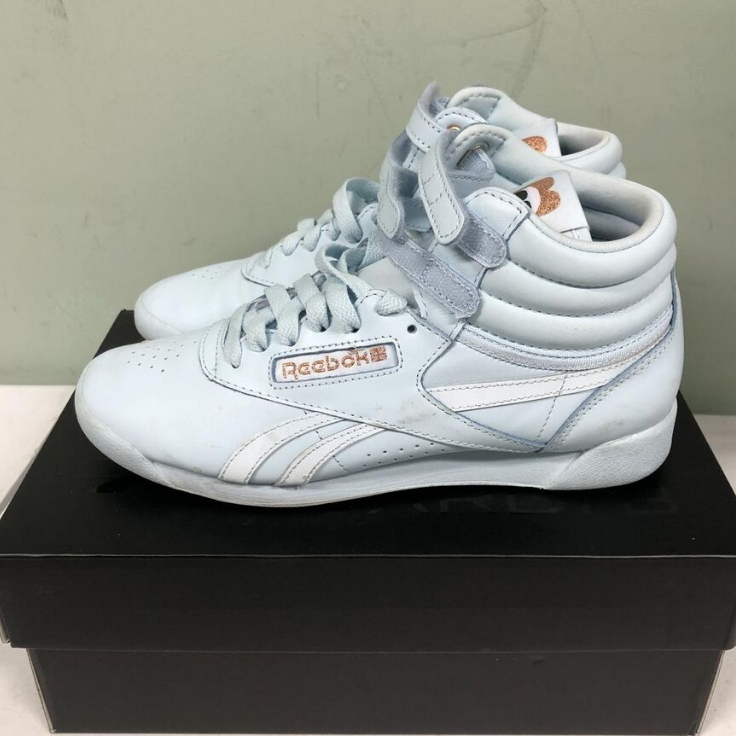ORIGINAL REEBOK X CARDI B FREESTYLE HI GLASS BLUE WOMEN SHOES GV6615