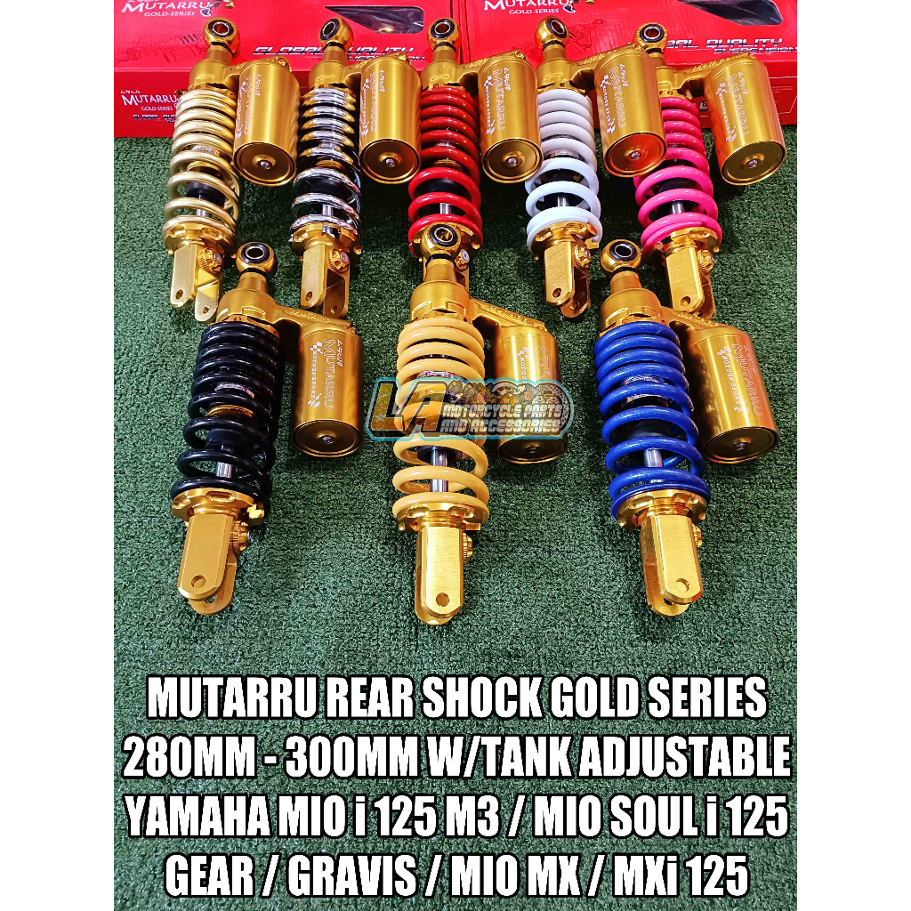 MUTARRU REAR SHOCK GOLD SERIES 280MM-300MM ADJUSTABLE HONDA CLICK 125 ...