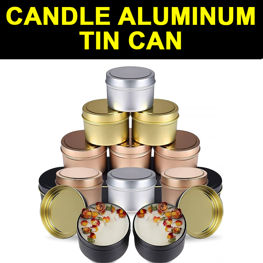 CANDLE ALUMINUM TALL JAR TIN CAN WITH LID FOR CANDLES POP open lid