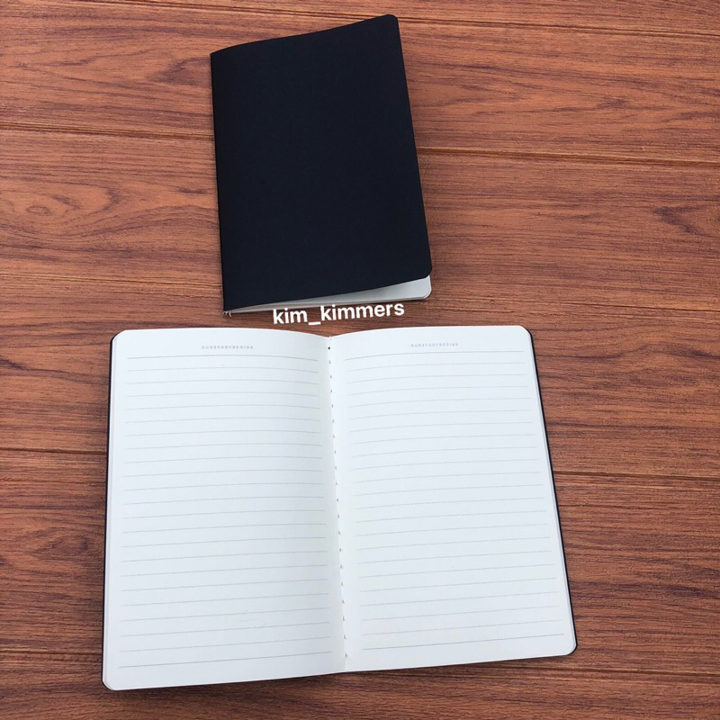 A5 Blank or Lined Pages Thin Black Notebook black cover notebook blank ...