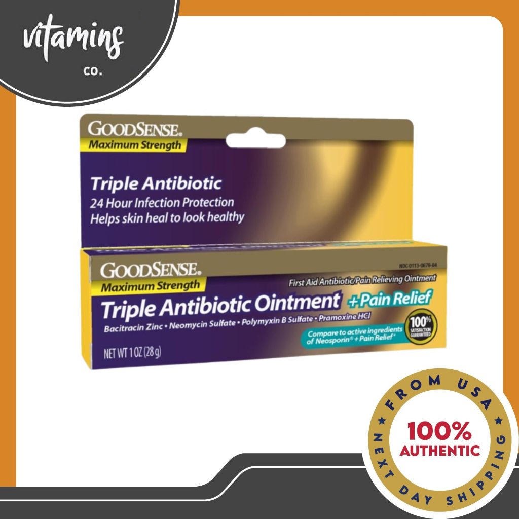 GoodSense Triple Antibiotic Ointment + Pain Relief 24 hour Infection