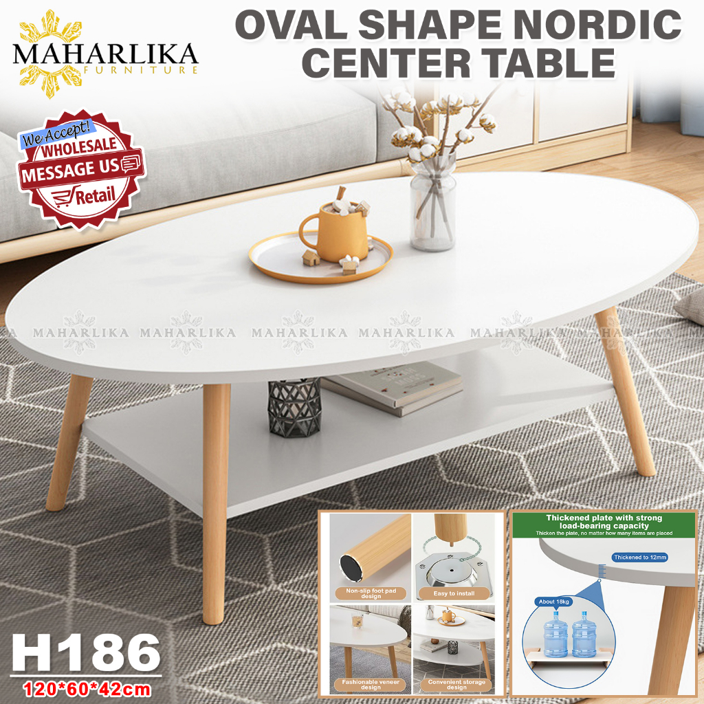 Maharlika H186 Coffee Table Nordic Center Table Oval Shape Side Table