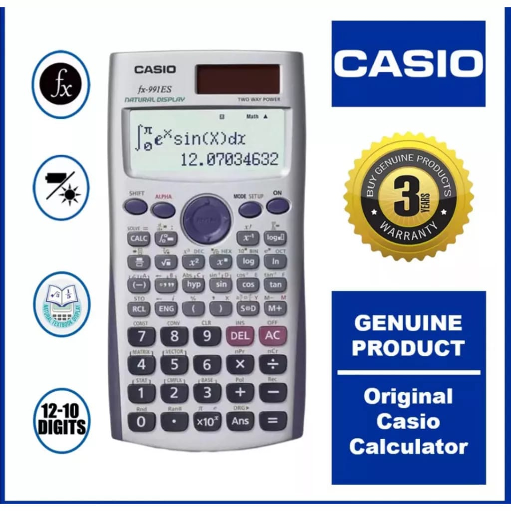 CASIO Fx-991ES FX-991MS Scientific Calculator 2LINE DISPLAY STAT-DAT ...