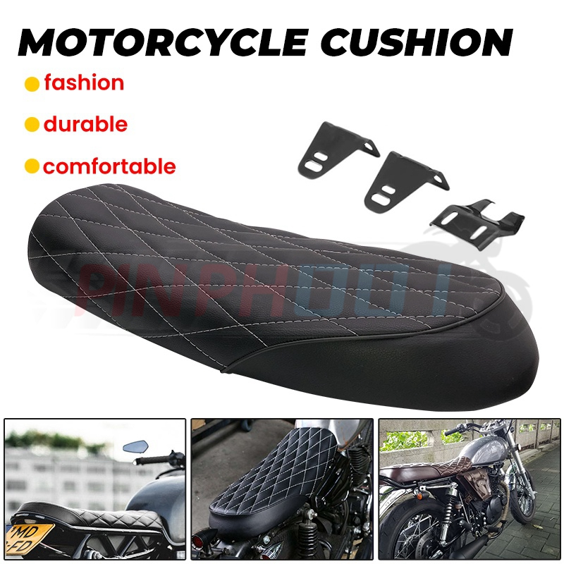 Universal Motorcycle Seats Cushion Retro Cafe Racer Seat Black / Brown ...