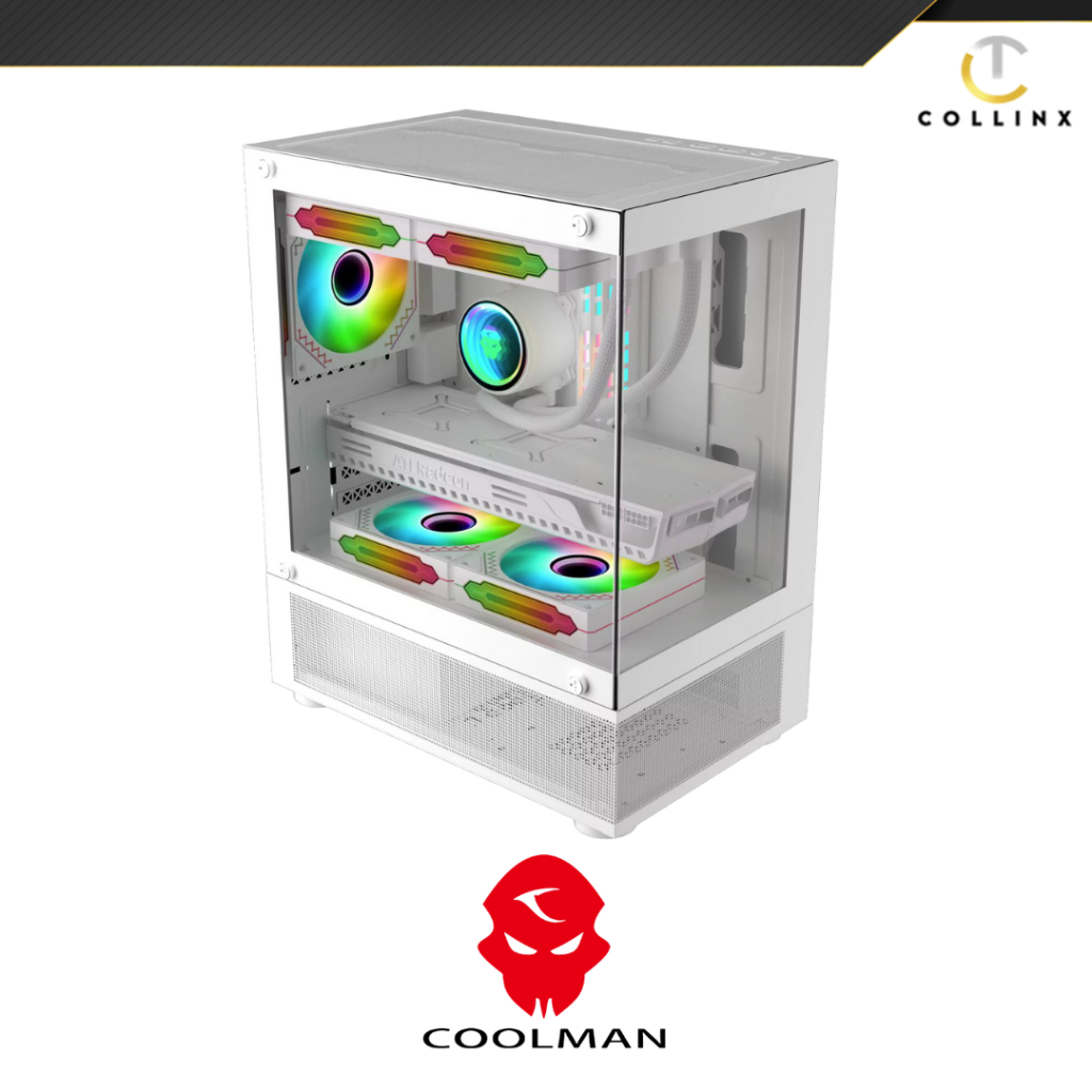 Coolman REYNA | M-ATX / ITX | GAMING PC Case | Black | White | Collinx ...