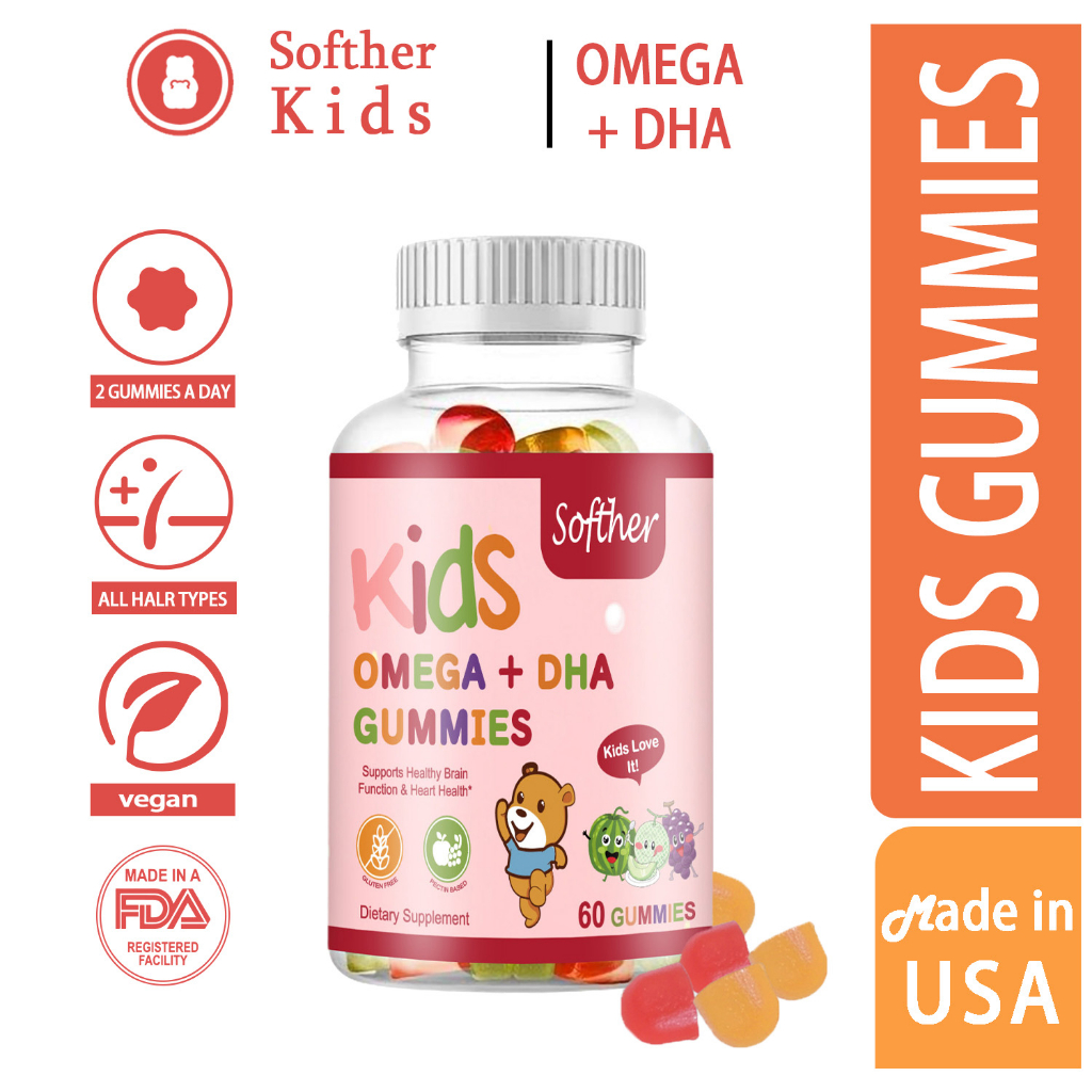 Softher Kids Gummies OMEGA DHA Vitamin C Children Gummy Health Supports