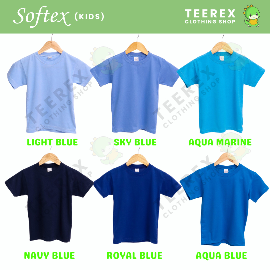 SOFTEX KIDS Roundneck PLAIN T-SHIRT - Shade of Blue | Shopee Philippines