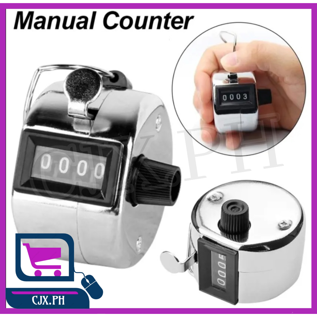 CJX.PH Mini 4 Digit Number Hand Held Tally Counter Manual Counting Gold ...
