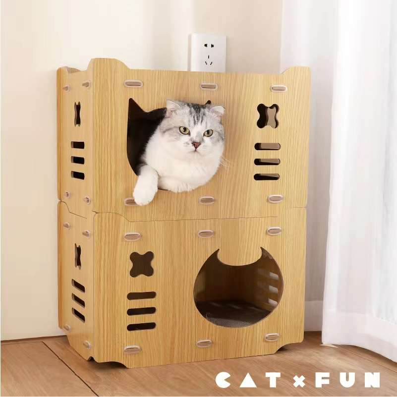 Petzone Cat House Wooden Cat House Cat Kennel building block ...