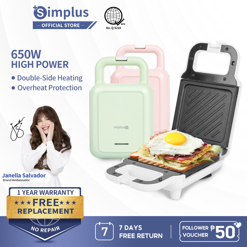 Simplus Sandwich Maker Nonstick MultiFunctional Bread Toaster Shopee