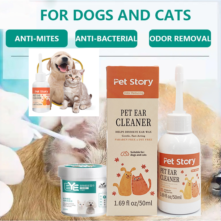 Pet ear mites cleaner odor Removal Ear Drops 50ml Eye drops Infection