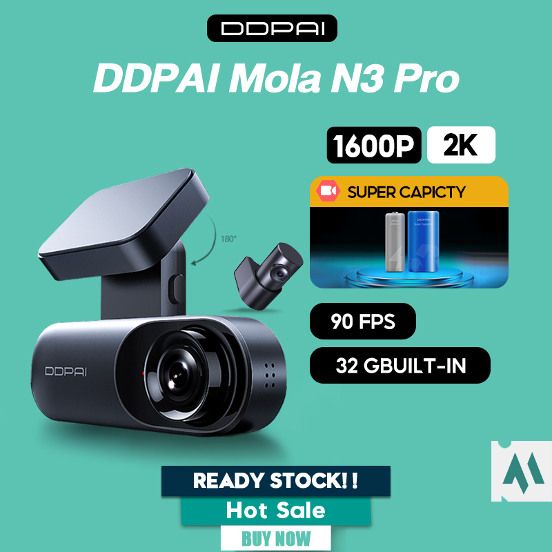 DDPAI Mola N3 Pro GPS DashCam 1600p 2K QHD Night Vision 140° 24hrs