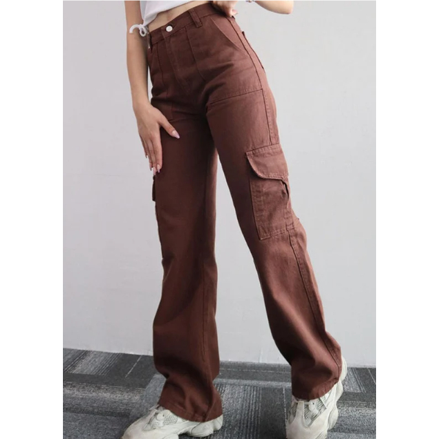 y2k Unisex 6 Pocket Cargo Baggy Straight Cut Pants for Women 82