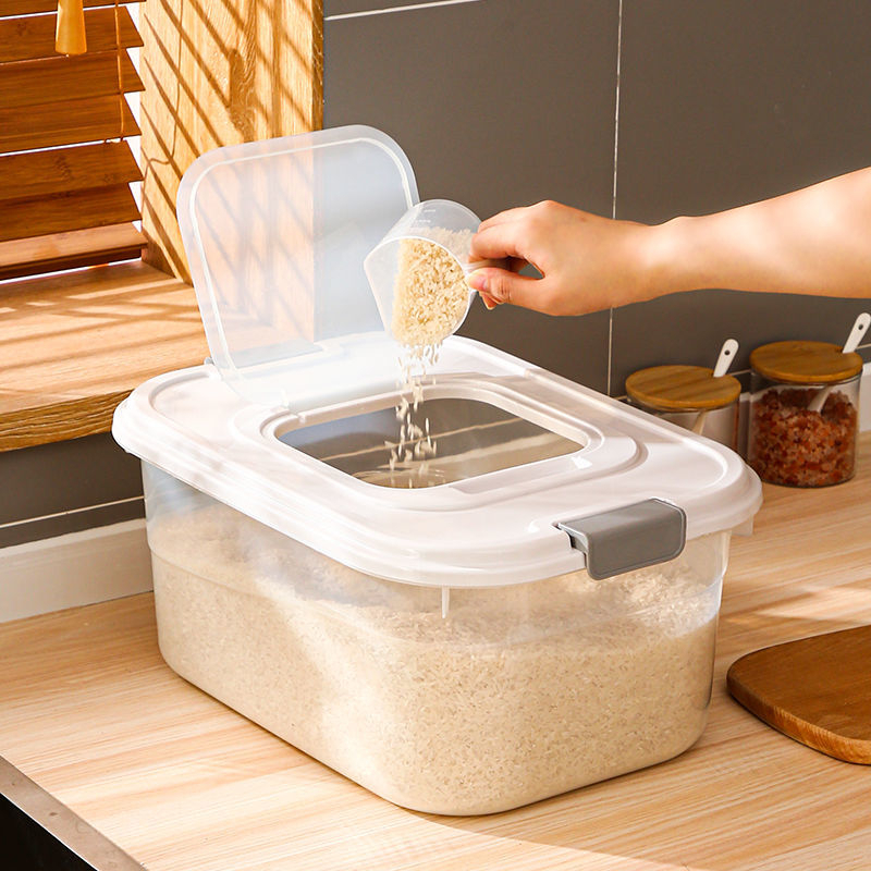 Household semi-clamshell rice cylinder flour storage rice sealed rice ...
