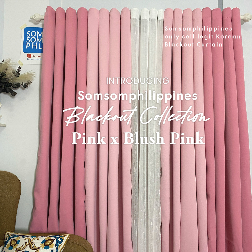 Korean Blackout Curtain Per Piece Sun Blocking Aesthetic Nude Pink ...