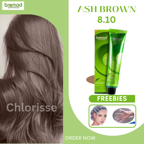 BREMOD Ash Brown 8.10 Permanent Hair Color Set (Colourant +