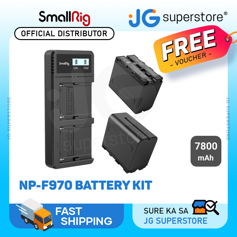SMALLRIG Sony NP-F970 Battery & Charger Kit - 2x 7800mAh Batteries, Dual USB Charger With Screen