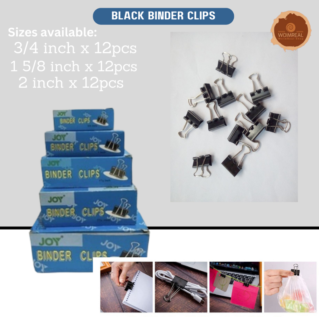 Black Paper Clamps in Various Sizes Document Clips Paper Clamps Sizes