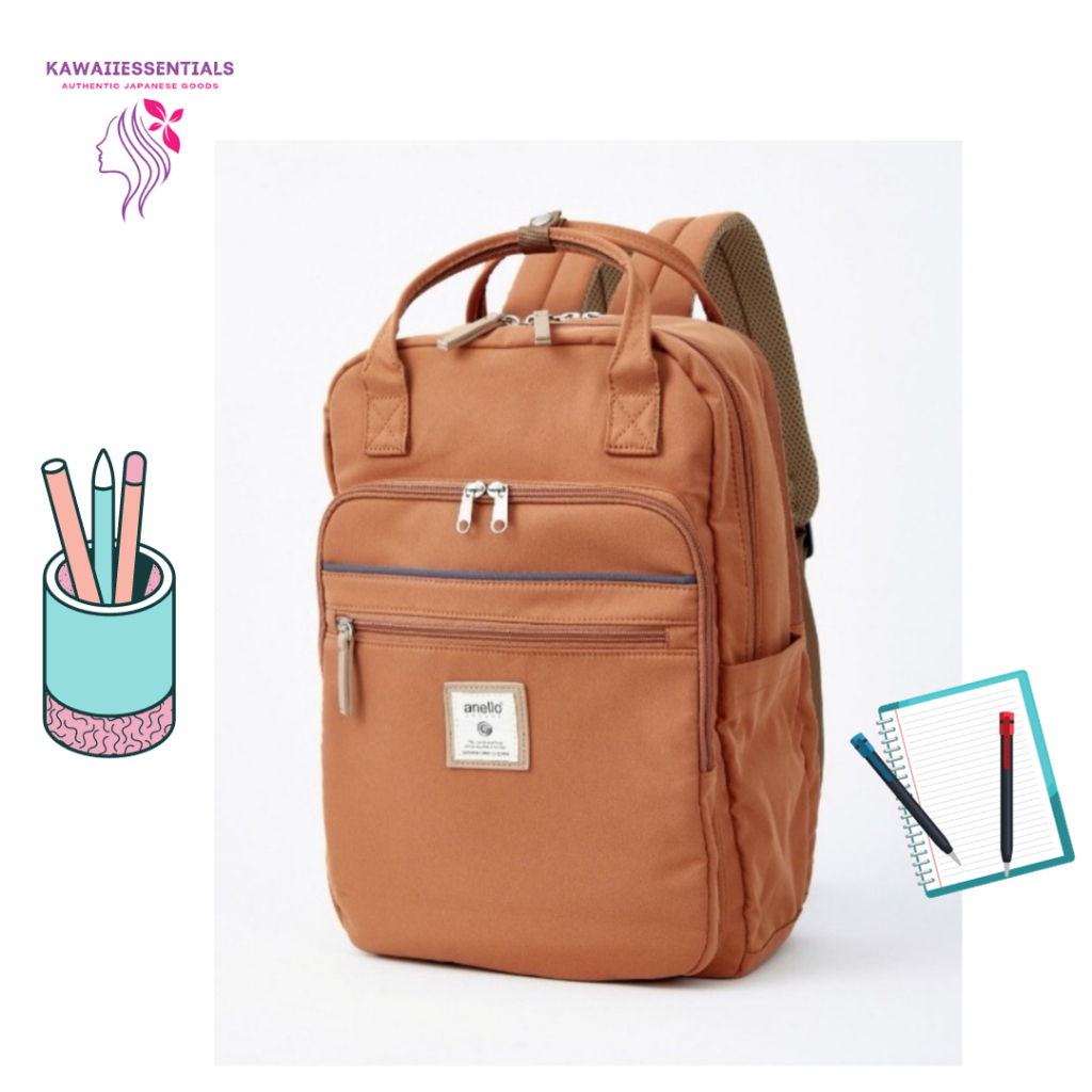 [Kawaiiessentials.ph] Anello Grande Backpack with Laptop Compartment /  Cinnamon A4 Square backpack [Direct from Japan]