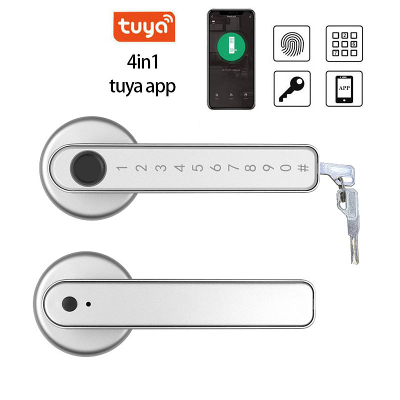 TEKXDD Smart Door Lock With Keypad Handle – 4-in-1 Fingerprint/Password/Key/Tuya BLE APP For Home & Apartment