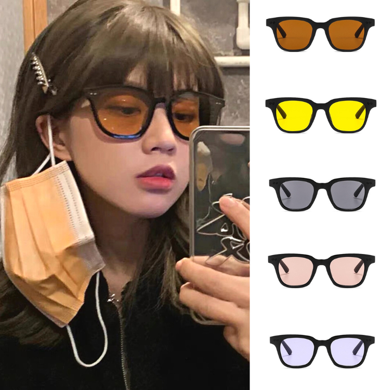 Trend Korean Black Frame Yellow Gray Sunglasses Personality New Fashion For Man Women AL